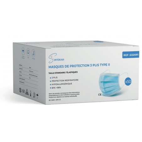 50 Masque chirurgical type 2R à très haute filtration